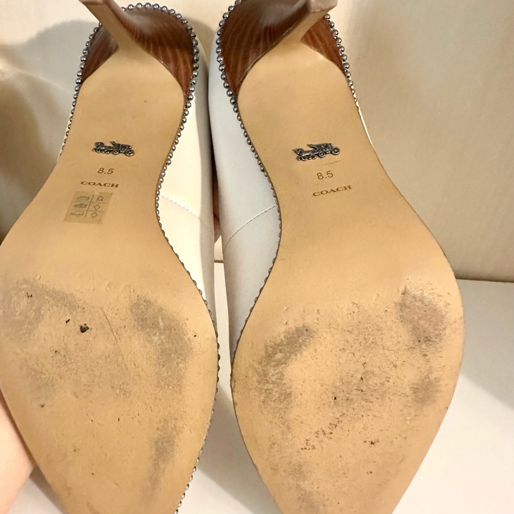 Coach Women's Ivory Heels with Studded Detail - Picture 9 of 9